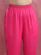 trueBrowns Pink Modal Round Neck Kurta Co-ord Set | Grocsy