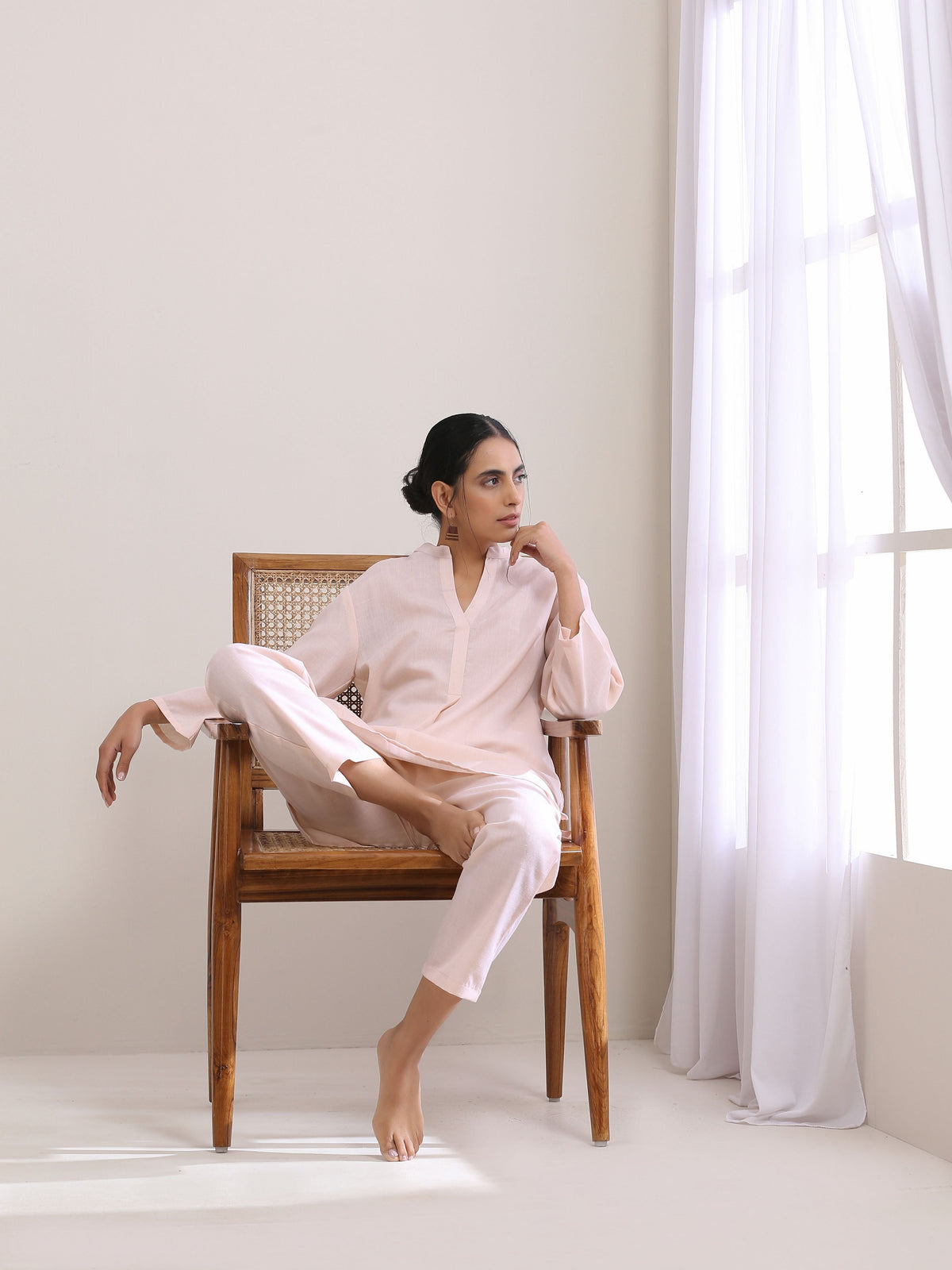 trueBrowns Pink Slub Relaxed Fit Co-Ord Set | Grocsy