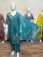 Anaita Teal Readymade Suit with Embroidery Work | Grocsy