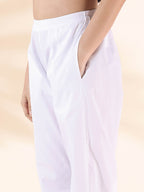 trueBrowns White Cotton Dobby Flared Co-ord Set | Grocsy