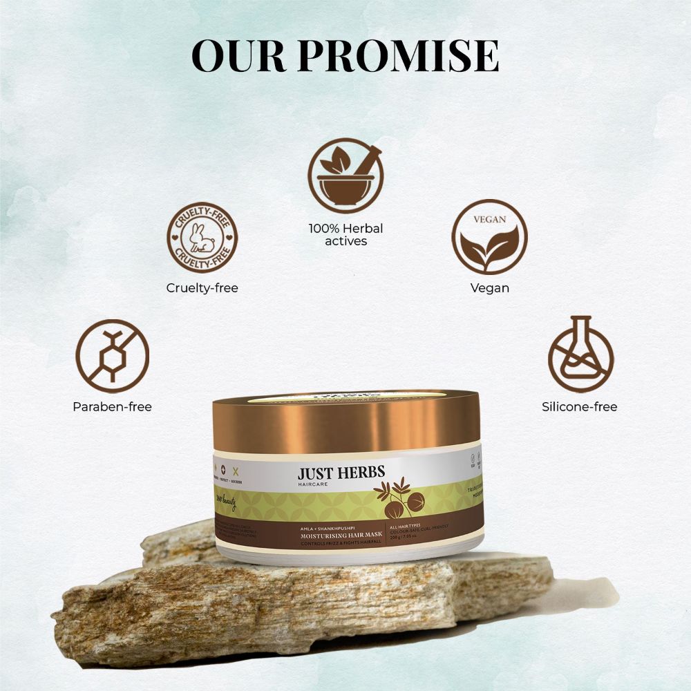 Just Herbs Moisturising Hair Mask with Amla and Shankhpushpi | Grocsy