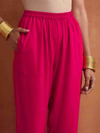 trueBrowns Red Print Flared Anarkali Kurta Set | Grocsy