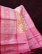 Pastel Wheat Banaras Border Buttes Floral Design Banarasi Semi Silk Saree By Gayathri Reddy Designer Studio | Grocsy