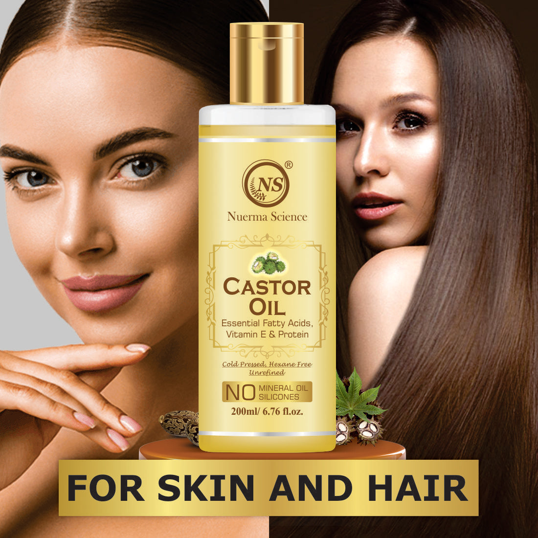 Nuerma Science Castor Oil For Skin & Body | Hydrating & Soothing Massage Oil | Grocsy