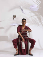 trueBrowns Maroon Dobby Kurta Set | Grocsy