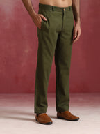 trueBrowns Men's Olive green Cotton Mandarin Collar Kurta Co-ord set | Grocsy