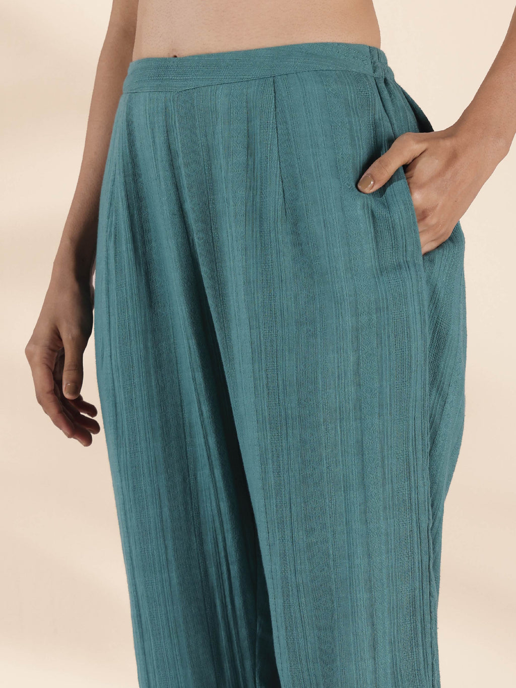 trueBrowns Turquoise Cotton Dobby Shirt Co-ord Set | Grocsy