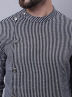 Even Apparels Black Sherwani Kurta With Asymetrical Cut | Grocsy