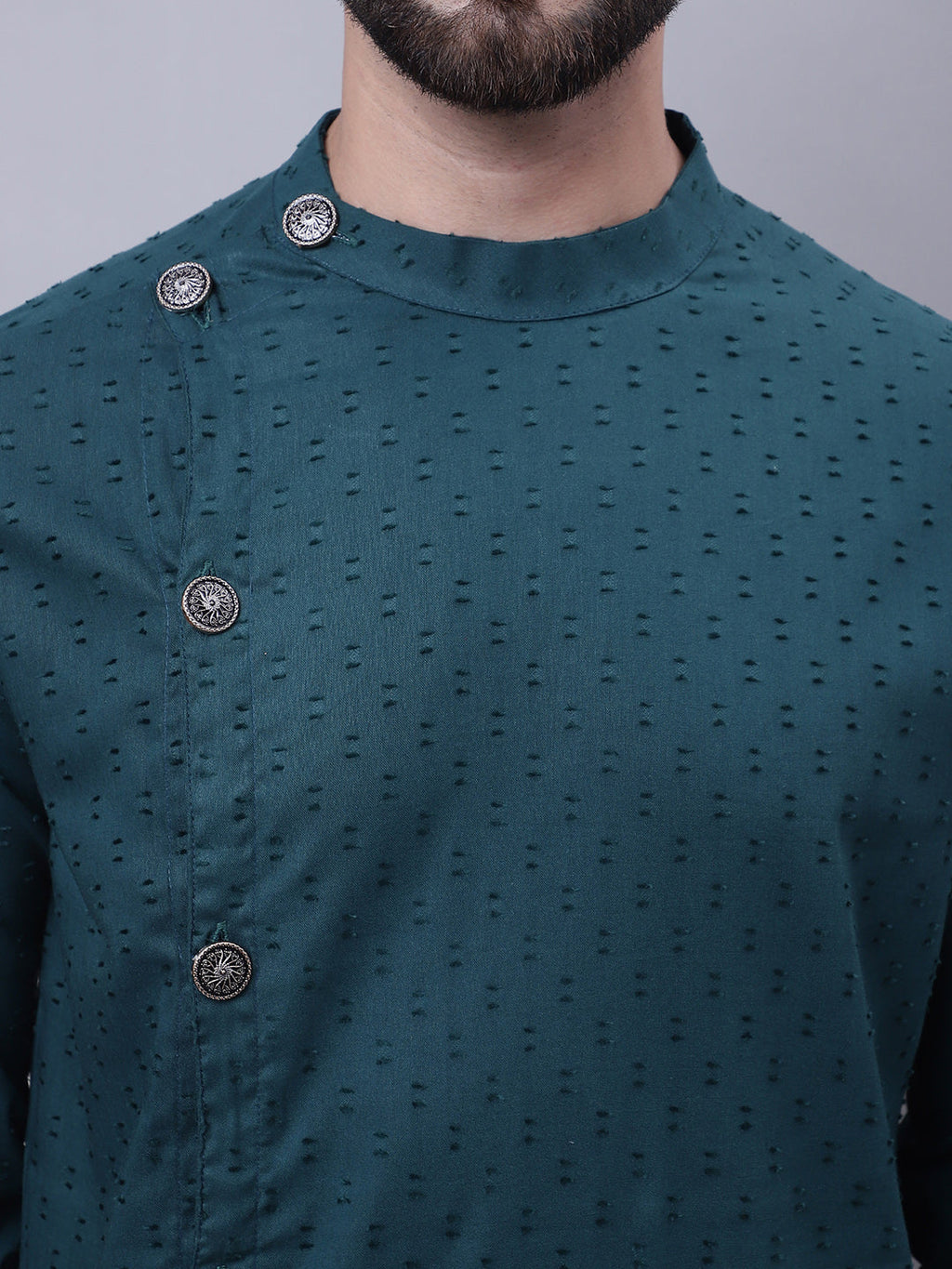 Even Apparels Green Sherwani Kurta With Asymetrical Cut | Grocsy