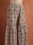 trueBrowns Off White Geometric Print Sharara Set | Grocsy