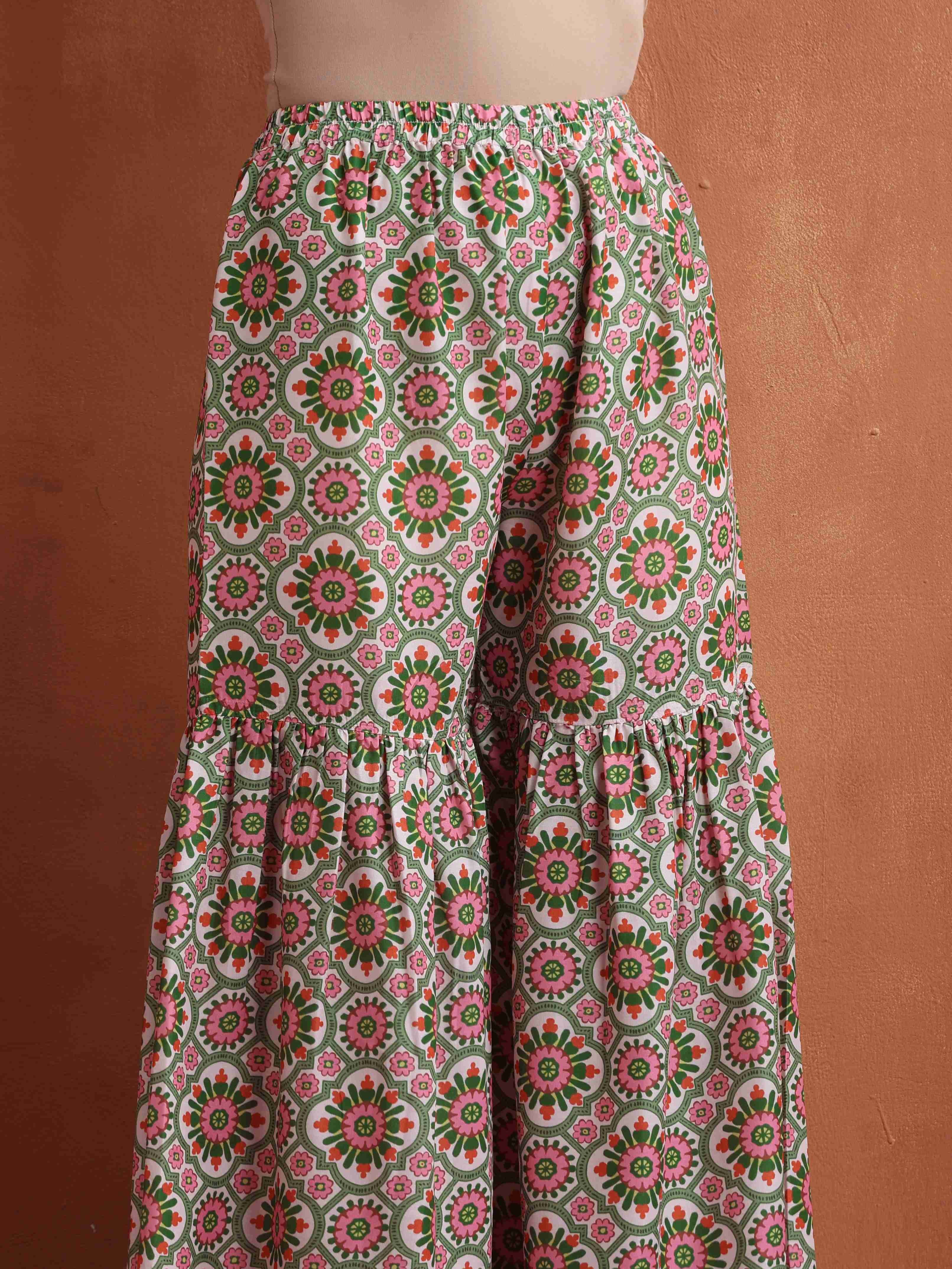 trueBrowns Off White Geometric Print Sharara Set | Grocsy