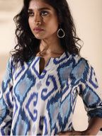 trueBrowns Blue Cotton Ikat Relaxed Co-ord Set | Grocsy