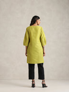 trueBrowns Green Cotton Blend Short Kurta | Grocsy