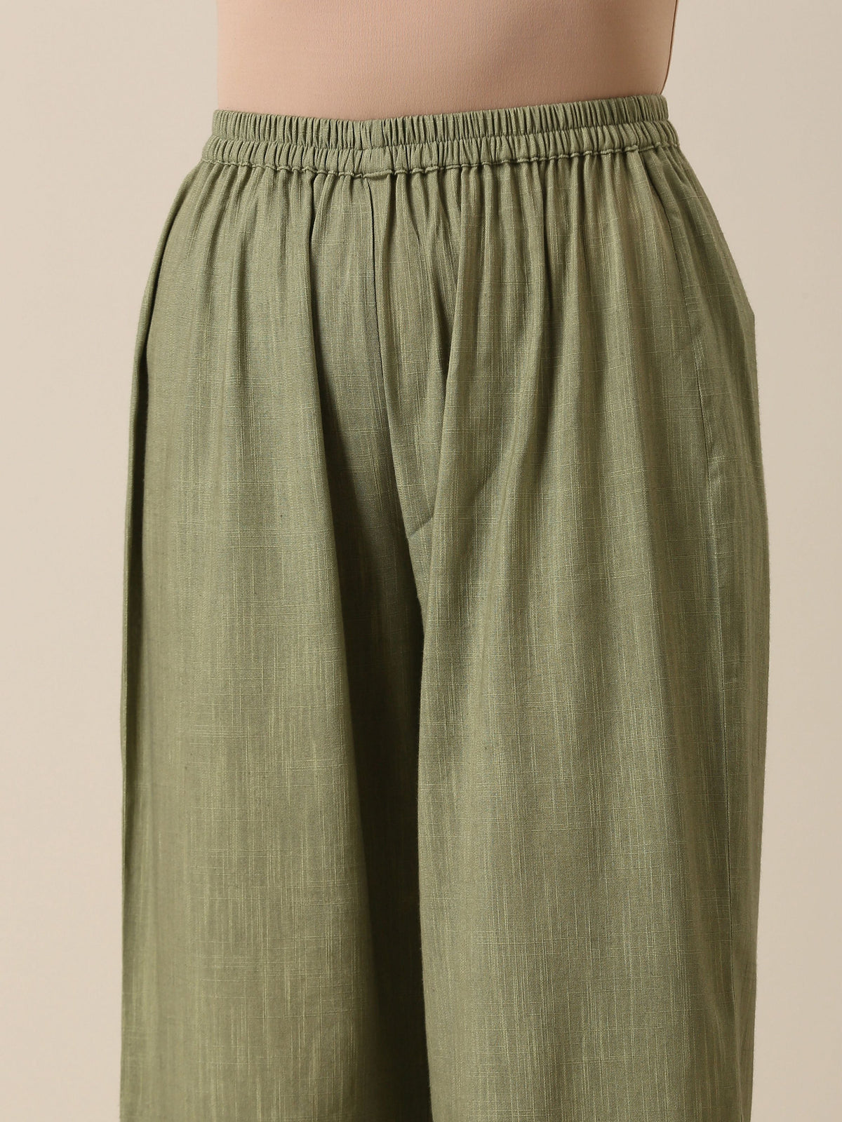 trueBrowns Sage Slub Texture Angrakha Pant Set | Relove | Grocsy