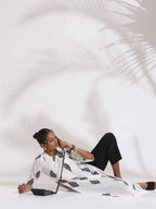 trueBrowns White Cotton Print Pleated Kurta Set | Grocsy