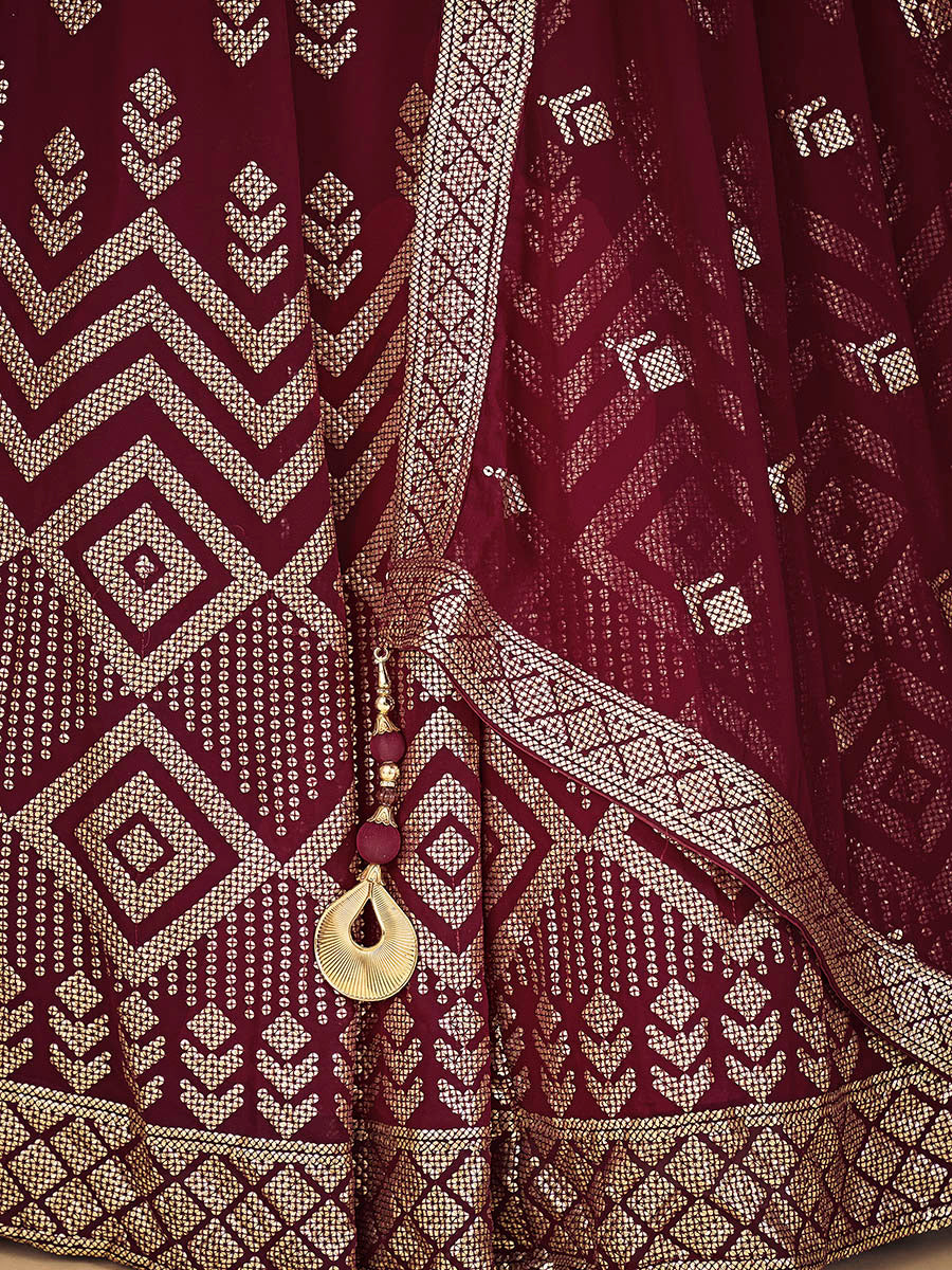 Myra Maroon Georgette Real Georgette Lehenga Choli | Grocsy