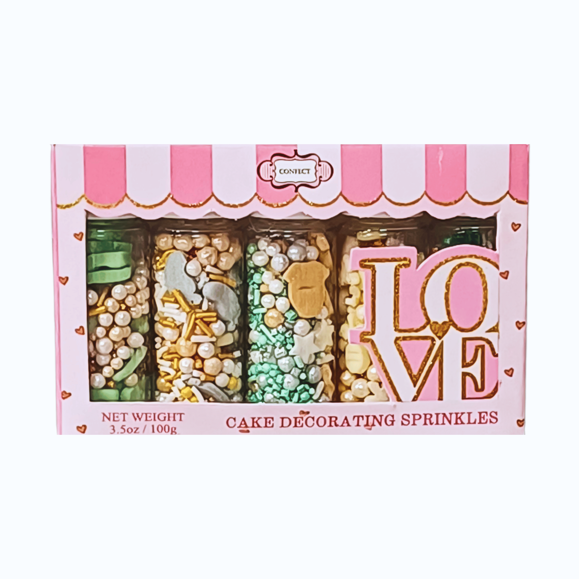 Confect Baby Shower Sprinkles | Mix Gold, Silver, Mint Green & Pearl Dragees Pack of 5 (BABY SHOWER -01) | Grocsy