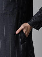 Even Apparels Black Pure Cotton Kurta With Band Collar | Grocsy