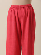 trueBrowns Bright Pink Slub Texture Angrakha Pant Set | Grocsy