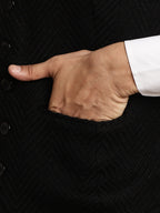 Even Apparels Men's Black Wool Waistcoat with Notched Lapel | Grocsy