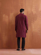 trueBrowns Men's Dark Purple Cotton Dobby Kurta | Grocsy