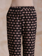 trueBrowns Black Elephant Bagru Print Cotton Kaftan Co-Ord Set | Grocsy