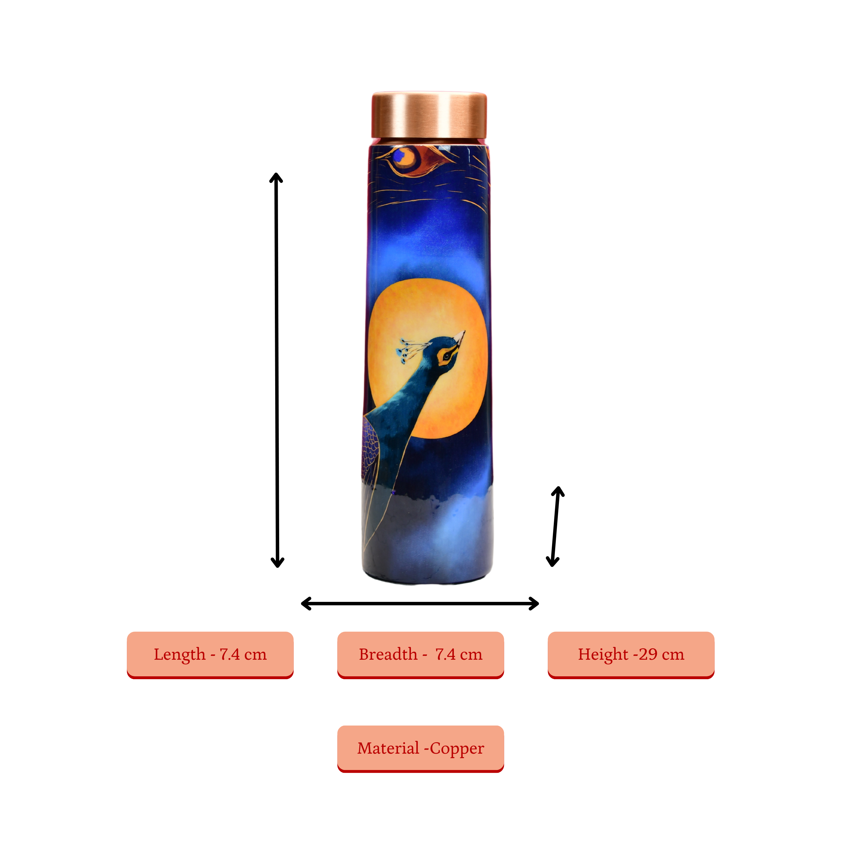 Sowpeace Peacock Moonlit Copper Bottle | Grocsy