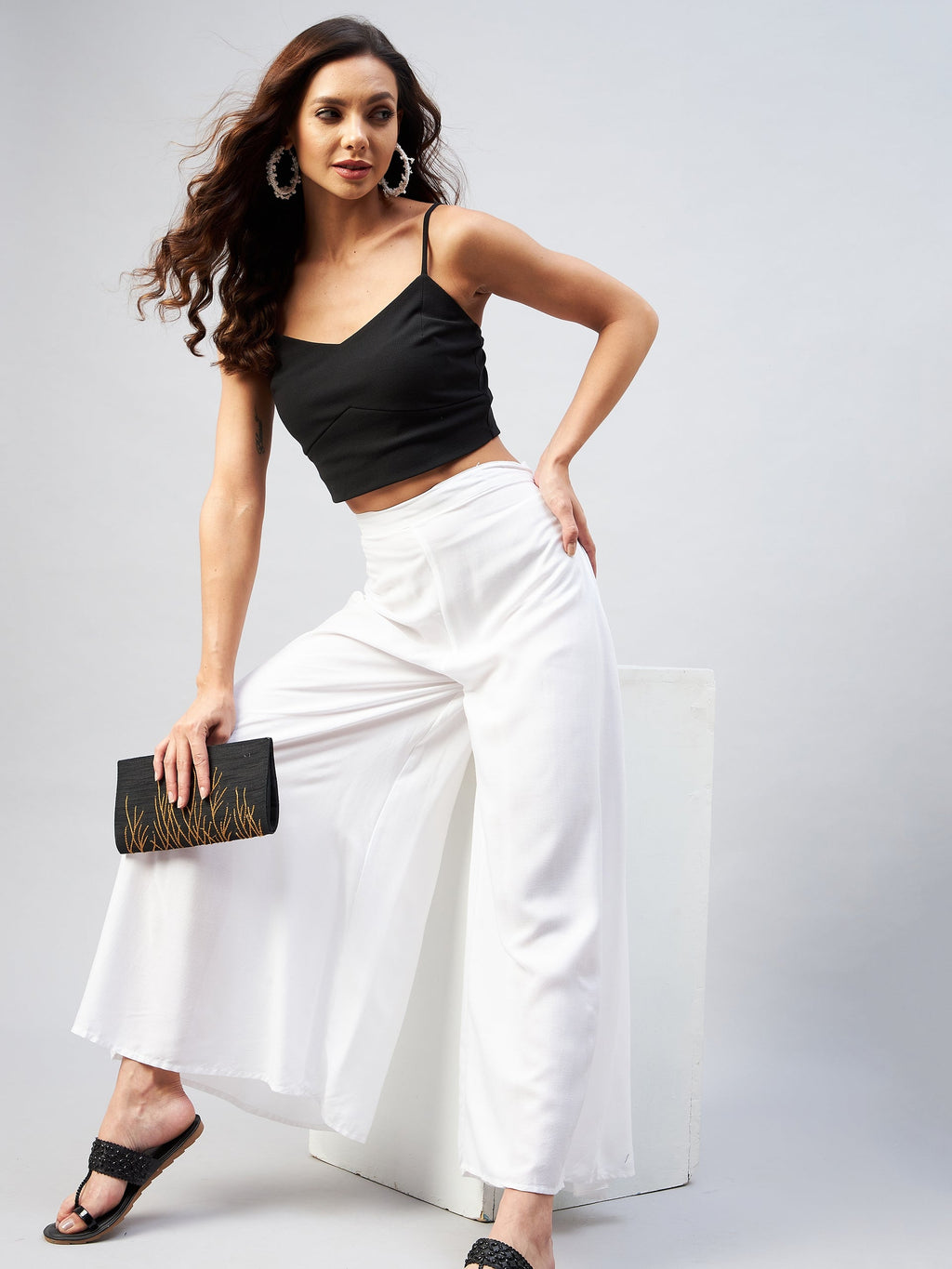 InWeave Solid White Palazzo | Grocsy