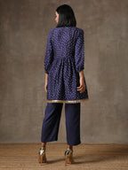trueBrowns Blue Bandhani Printed Silk Co-Ord Set | Grocsy