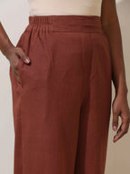 trueBrowns Brown Cotton Linen Co-Ord Set | Grocsy