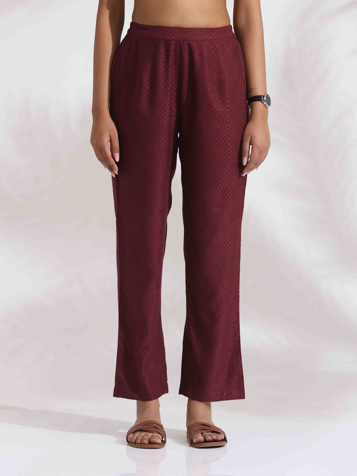 trueBrowns Maroon Dobby Co-ord Set | Grocsy