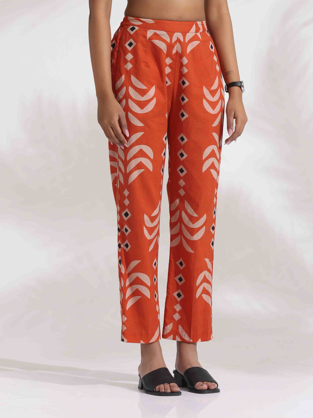 trueBrowns Orange Cotton Solid Shirt Kurta Co-ord Set | Grocsy