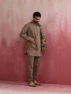 trueBrowns Men's Grey Ikat Print Cotton Reversible Nehru Jacket | Grocsy