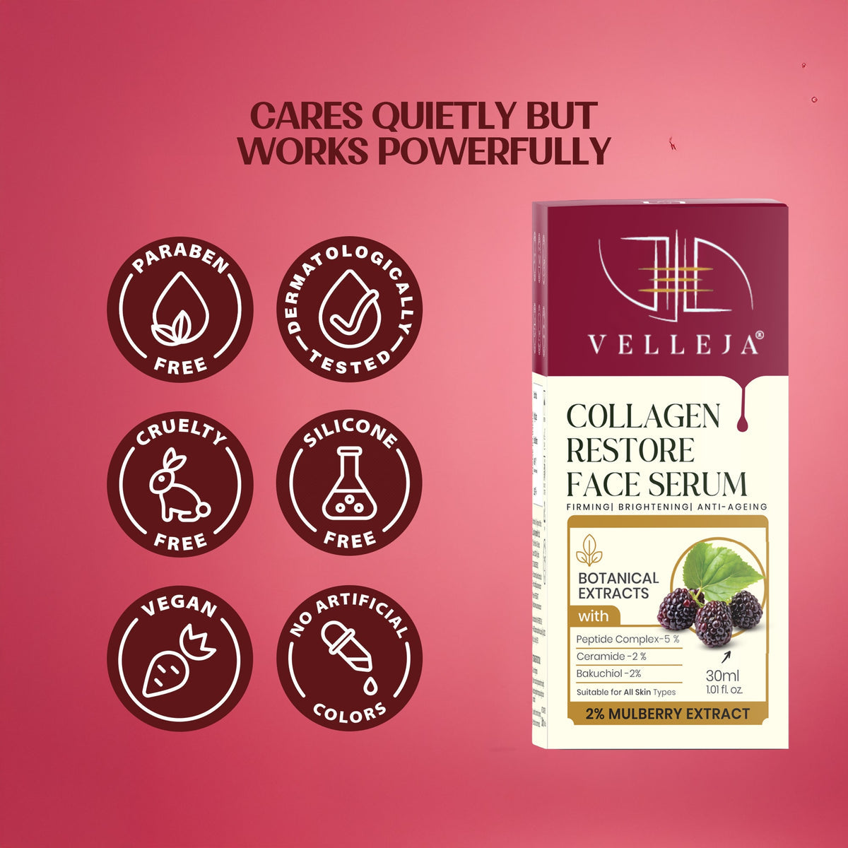 Velleja Collagen Restore Serum|Natural Retinol Alternative with Ceramid|Firming & Hydrating for Youthful Glow | Grocsy