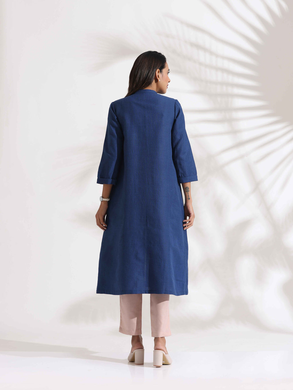 trueBrowns Blue Slub Kurta Set | Grocsy