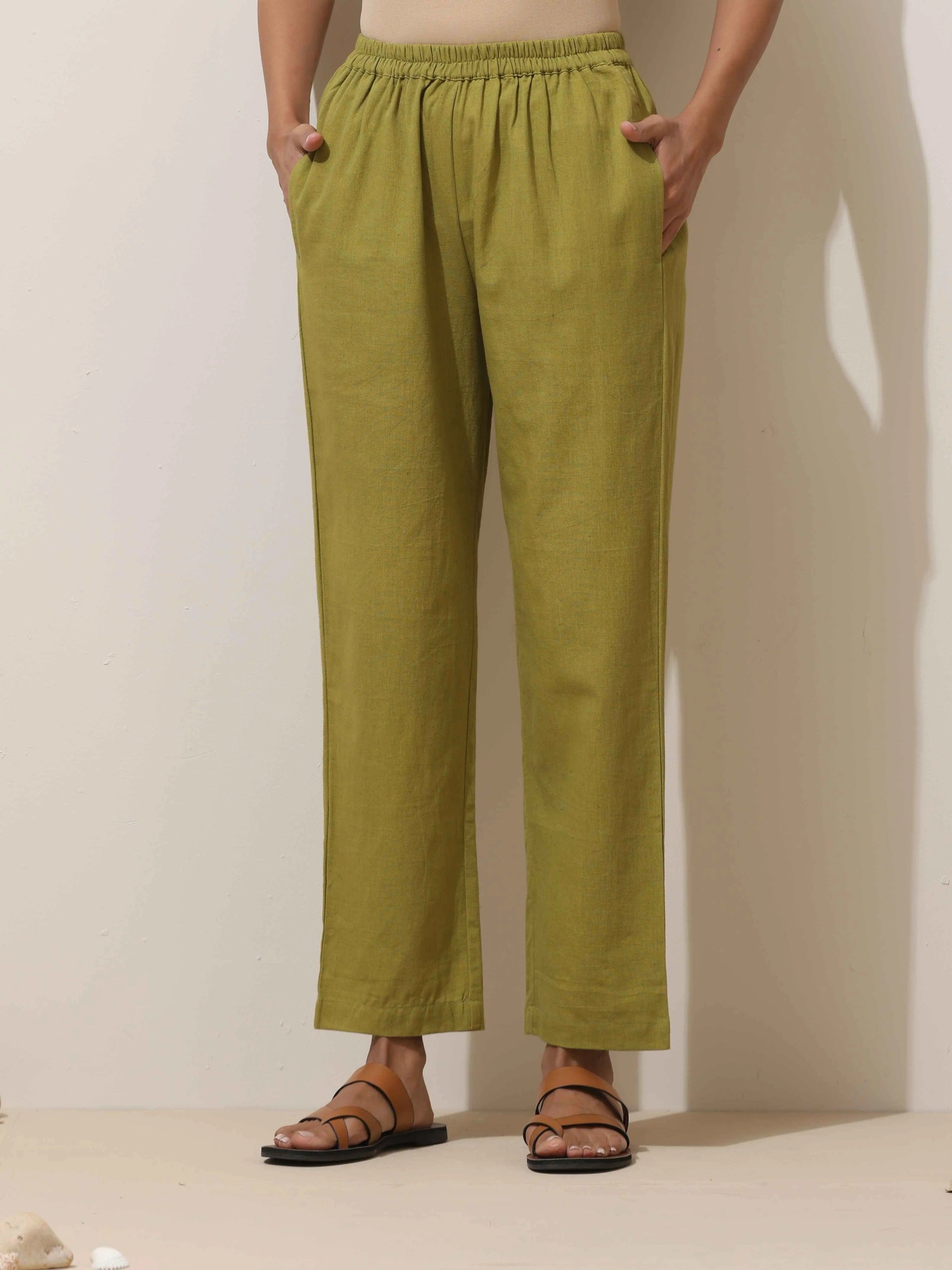 trueBrowns Brown Cotton Linen Kurta Pant Set | Grocsy