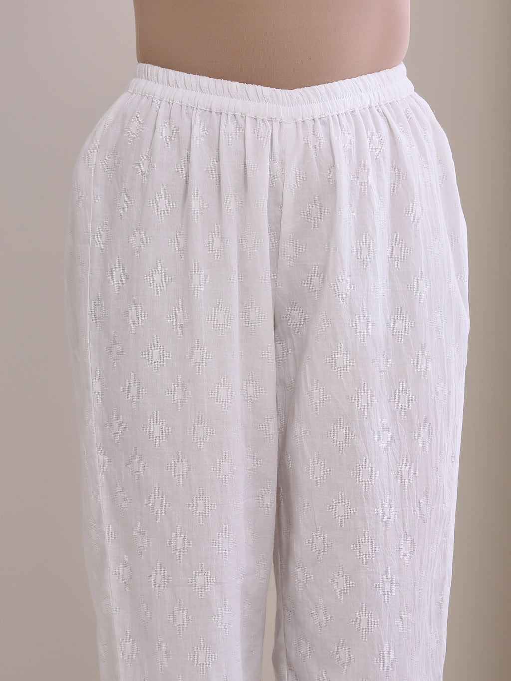 trueBrowns White Dobby Front Placket Co-Ord Set | Grocsy