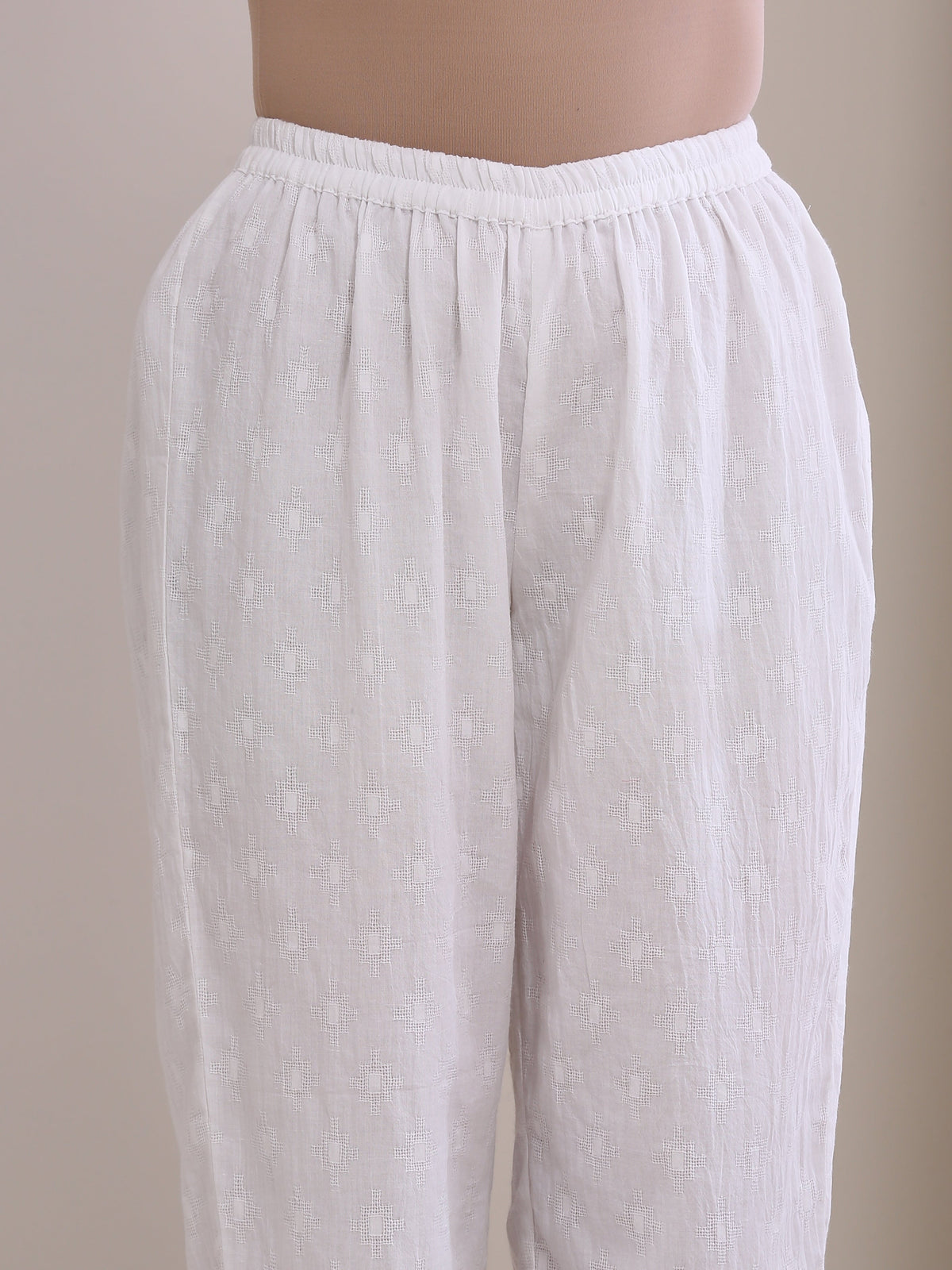 trueBrowns White Dobby Front Placket Co-Ord Set | Grocsy