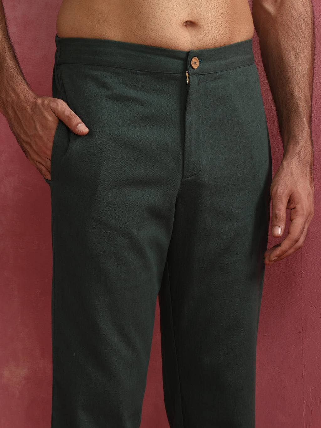 trueBrowns Men's Green Cotton Mandarin Collar Kurta Co-ord set | Grocsy