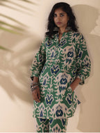 trueBrowns Green Cotton Ikat Relaxed Co-ord Set | Grocsy