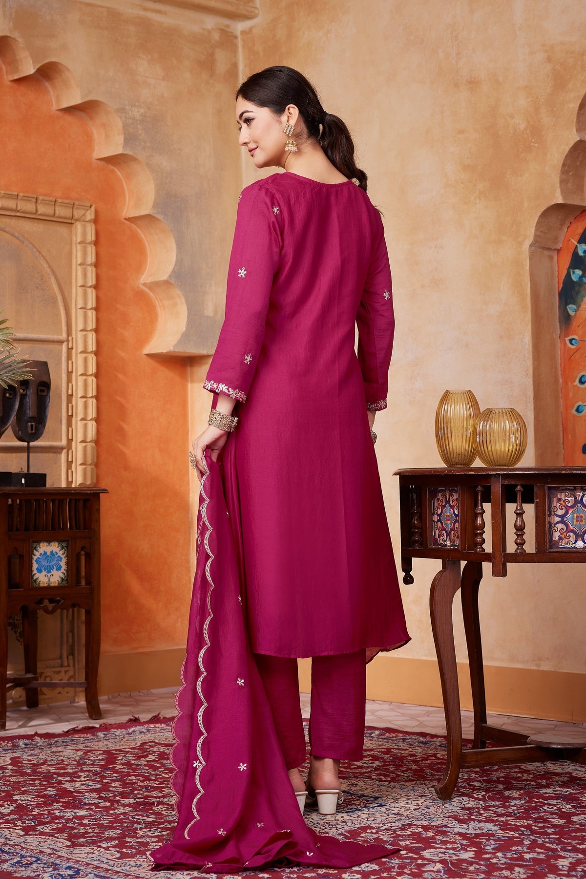Anaita Pink Anarkali Readymade Suit with Embroidery Work | Grocsy