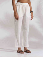 trueBrowns White Cotton Stripe Print Kurta Co-ord Set | Grocsy