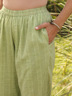 trueBrowns Green Cotton Embroidered Kurta Set | Grocsy