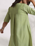 trueBrowns Green Slub Kurta Set | Grocsy
