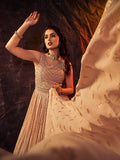 Myra Peach Real Georgette Designer Gown Style Suit | Grocsy
