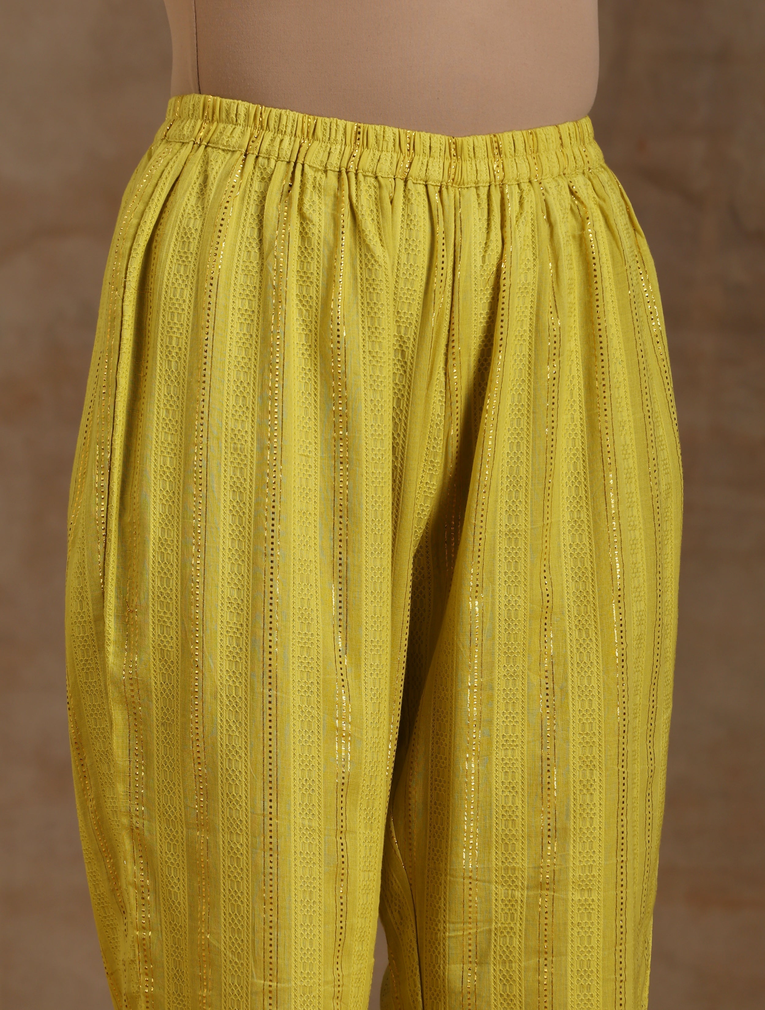 trueBrowns Lime Gold Cotton Oversized Round Co-Ord Set | Grocsy