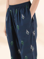 trueBrowns Green Cotton Ikat Flared Kurta Pant Set | Grocsy