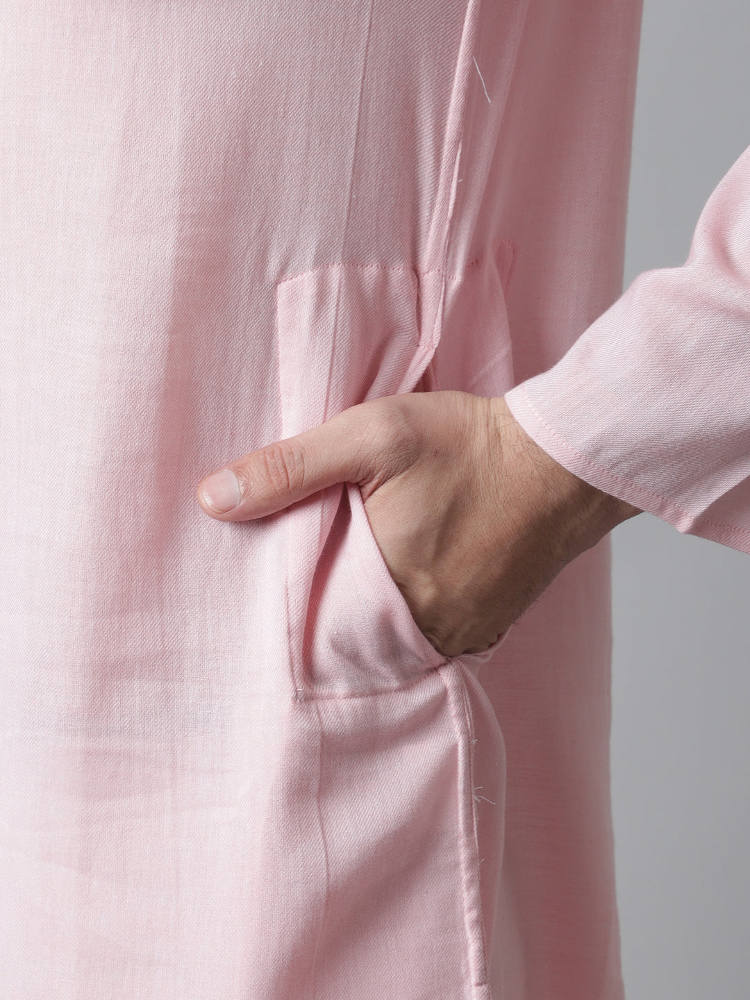 Even Apparels Pink Pure Cotton Kurta With Band Collar | Grocsy