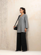 trueBrowns Grey Winter High Slit Top | Grocsy