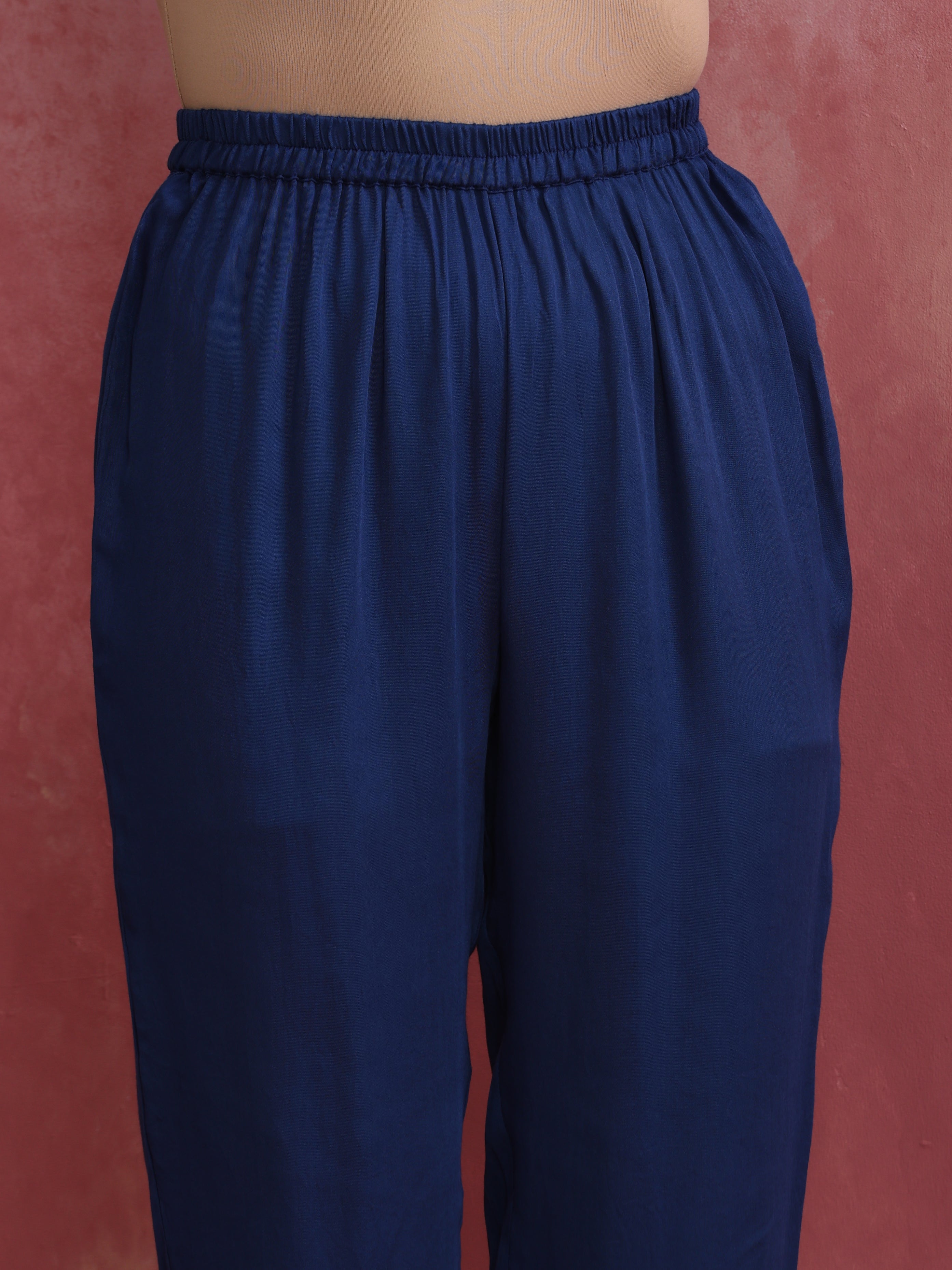 trueBrowns Blue Modal Kimono sleeve Kurta set | Grocsy